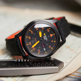 Seiko 5 Sports Flieger Pilot Automatic Black Dial Black Nylon Strap Watch for Men - SRPH33K1 Authentic Buy Shop Now