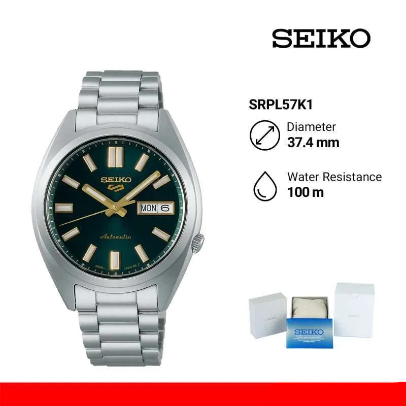 Seiko 5 Sports Automatic Green Dial Silver Steel Strap Watch for Men - SRPL57K1 Authentic Buy Shop Now