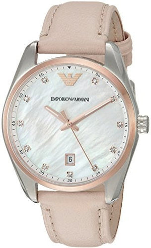 Emporio Armani Tazio Mother of Pearl Dial Pink Leather Strap Watch for Women - AR6133 Buy Now By Emporio Armani