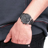 Hugo Boss Aeroliner Chronograph Black Dial Black Leather Strap Watch for Men - 1512567 Authentic Buy Shop Now