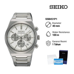Seiko Conceptual Chronograph White Dial Silver Steel Strap Watch for Men - SSB451P1 Authentic Buy Shop Now