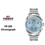 Tissot PR 100 Chronograph Light Blue Dial Silver Steel Strap Watch for Men - T150.417.11.351.00 Authentic Buy Shop Now