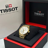 Tissot PR 100 Chronograph White Dial Gold Steel Strap Watch for Men - T150.417.33.031.00 Authentic Buy Shop Now