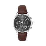 Hugo Boss Avery Chronograph Grey Dial Brown Leather Strap Watch for Men - 1514155 Authentic Buy Shop Now
