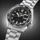 Seiko 5 Sports SKX Automatic Black Dial Silver Steel Strap Watch for Men - SRPL85K1 Authentic Buy Shop Now