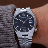 Citizen Tsuyosa 60 Automatic Black Dial Silver Steel Strap Watch for Men - NK0020-55E Authentic Buy Shop Now