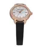 Emporio Armani Mia Mother of Pearl Dial Black Leather Strap Watch for Women - AR11598 Buy Now By Emporio Armani