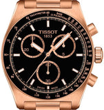 Tissot PRS 516 Chronograph Black Dial Rose Gold Steel Strap Watch for Men - T149.417.33.051.00 Authentic Buy Shop Now