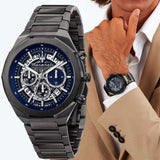Maserati Stile Skeleton Chronograph Blue Dial Grey Steel Strap Watch for Men - R8873642012 Authentic Buy Shop Now