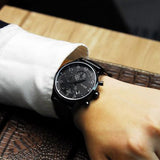 Hugo Boss Aeroliner Chronograph Black Dial Black Leather Strap Watch for Men - 1512567 Authentic Buy Shop Now