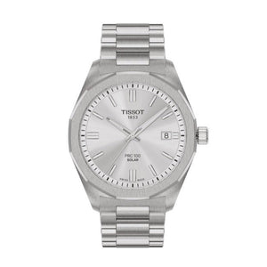 Tissot PRC 100 Solar Quartz Silver Dial Silver Steel Strap Watch for Men - T151.422.11.031.00 Authentic Buy Shop Now