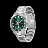 Hugo Boss Troper Automatic Chronograph Green Dial Silver Steel Strap Watch for Men - 1514200 Authentic Buy Shop Now