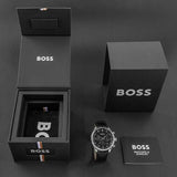 Hugo Boss Gregor Chronograph Black Dial Black Leather Strap Watch for Men - 1514049 Authentic Buy Shop Now