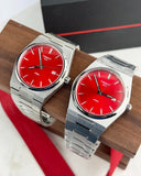 Tissot PRX Quartz Red Dial Silver Steel Strap Watch for Men - T137.410.11.421.00 Authentic Buy Shop Now