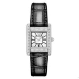 Emporio Armani Classic Crystals Silver Dial Black Leather Strap Watch for Women - AR11660 Buy Now By Emporio Armani