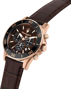 Maserati Competizione Chronograph Brown Dial Brown Leather Strap Watch for Men - R8871600001 Authentic Buy Shop Now
