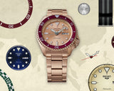 Seiko 5 Sports 55th Anniversary Limited Edition Rose Gold Dial Rose Gold Steel Strap Watch for Men - SRPK08K1 Authentic Buy Shop Now