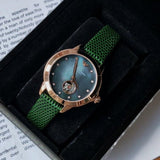 Emporio Armani Mia Meccanico Mother of Pearl Dial Green Leather Strap Watch for Women - AR60073 Buy Now By Emporio Armani