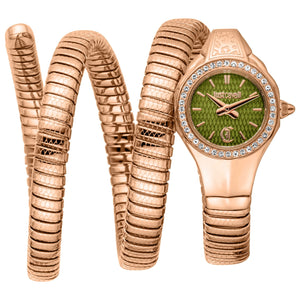 Just Cavalli Vita Green Dial Rose Gold Steel Strap Watch for Women - JC1L355M0045 Authentic Buy Shop Now