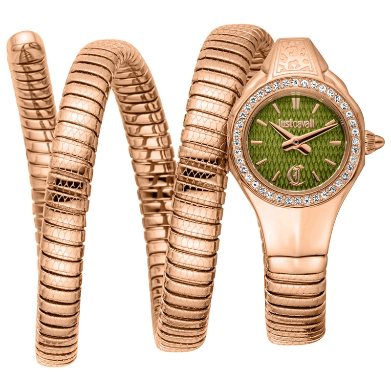Just Cavalli Vita Green Dial Rose Gold Steel Strap Watch for Women - JC1L355M0045 Authentic Buy Shop Now