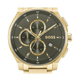 Hugo Boss Peak Chronograph Olive Green Dial Gold Steel Strap Watch for Men - 1514190 Authentic Buy Shop Now