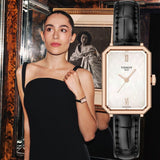 Tissot SRV White Mother of Pearl Dial Black Leather Strap Watch for Women - T160.110.36.113.00 Authentic Buy Shop Now
