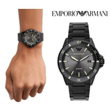 Emporio Armani World Explorer Black Dial Black Steel Strap Watch for Men - AR11398 Buy Now By Emporio Armani