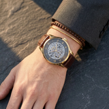 Hugo Boss Principle Skeleton Blue Dial Brown Leather Strap Watch for Men - 1514305 Authentic Buy Shop Now