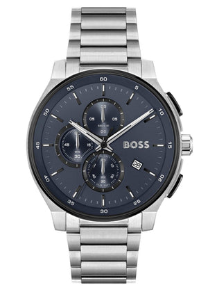 Hugo Boss Peak 2.0 Chronograph Blue Dial SIlver Steel Strap Watch for Men - 1514189 Authentic Buy Shop Now