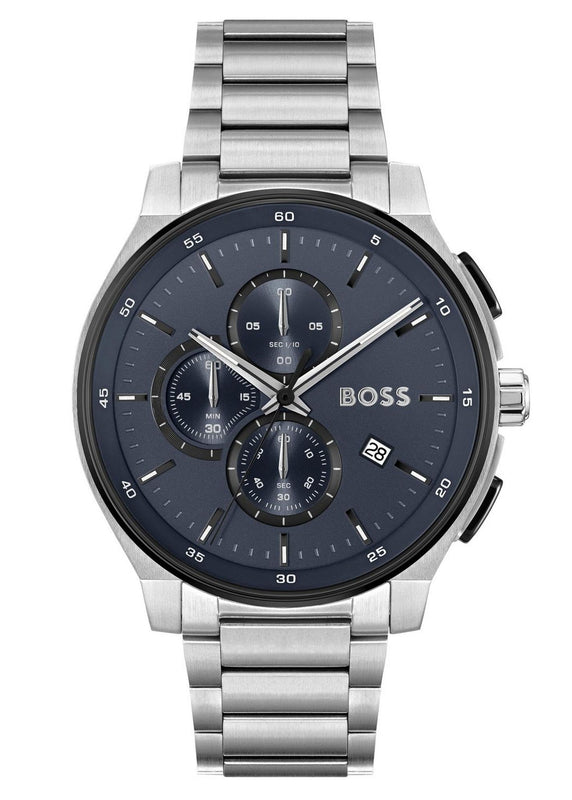 Hugo Boss Peak 2.0 Chronograph Blue Dial SIlver Steel Strap Watch for Men - 1514189 Authentic Buy Shop Now