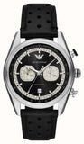 Emporio Armani Racer Chronograph Black Dial Black Leather Strap Watch for Men - AR11635 Buy Now By Emporio Armani