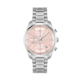 Hugo Boss Grand Tour Chronograph Pink Mother of Pearl Dial Silver Steel Strap Watch for Women - 1502765 Authentic Buy Shop Now