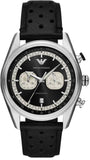 Emporio Armani Racer Chronograph Black Dial Black Leather Strap Watch for Men - AR11635 Buy Now By Emporio Armani