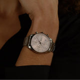 Hugo Boss Grand Tour Chronograph Pink Mother of Pearl Dial Silver Steel Strap Watch for Women - 1502765 Authentic Buy Shop Now