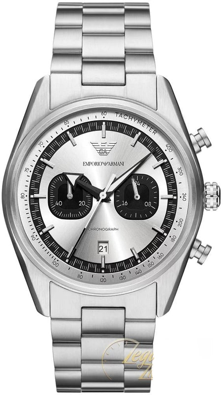 Emporio Armani Racer Chronograph Silver Dial Silver Steel Strap Watch for Men - AR11636 Buy Now By Emporio Armani