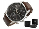 Hugo Boss Avery Chronograph Grey Dial Brown Leather Strap Watch for Men - 1514155 Authentic Buy Shop Now