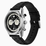 Emporio Armani Racer Chronograph Black Dial Black Leather Strap Watch for Men - AR11635 Buy Now By Emporio Armani