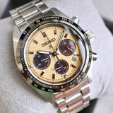 Seiko Prospex Speedtimer Solar Chronograph Gold Dial Silver Steel Strap Watch for Men - SSC817 Authentic Buy Shop Now