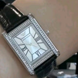 Emporio Armani Two Hand Crystals Silver Dial Black Leather Strap Watch for Women - AR11623 Buy Now By Emporio Armani