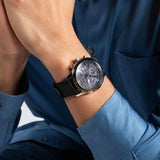 Hugo Boss Aeroliner Chronograph Black Dial Black Leather Strap Watch for Men - 1512567 Authentic Buy Shop Now