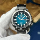 Seiko 5 Sports Automatic Turquoise Dial Grey Steel Strap Watch for Men - SRPC65J1 Buy Now By Seiko