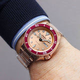 Seiko 5 Sports 55th Anniversary Limited Edition Rose Gold Dial Rose Gold Steel Strap Watch for Men - SRPK08K1 Authentic Buy Shop Now
