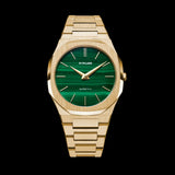 D1 Milano Ultra Thin Malachite Green Dial Gold Steel Strap Watch for Men - D1-UTBJ30 Authentic Buy Shop Now
