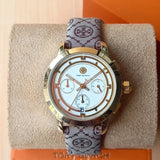 Tory Burch The Tory Chronograph White Dial Maroon Jacquard Strap Watch for Women - TBW1051 Buy Now By Tory Burch