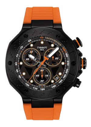 Tissot T Race Chronograph Black Dial Orange Rubber Strap Watch for Men - T141.417.37.051.02 Buy Now By Tissot