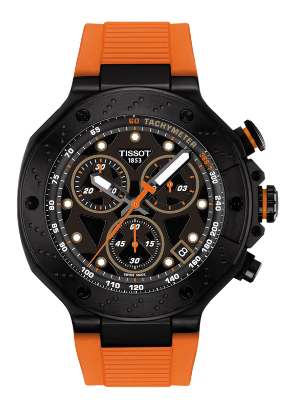 Tissot T Race Chronograph Black Dial Orange Rubber Strap Watch for Men - T141.417.37.051.02 Buy Now By Tissot