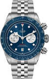 Tudor Black Bay Chrono Blue Dial Silver Steel Strap Watch for Men - M79360B-0002