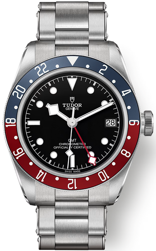 Tudor Black Bay GMT Black Dial Silver Steel Strap Watch for Men - M79830RB-0001