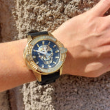 Philipp Plein The Skull Gold Dial Black Silicone Strap Watch for Men - PWAAA0221 Authentic Buy Shop Now