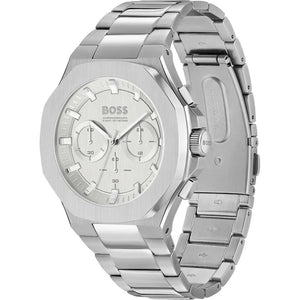 Hugo Boss Taper Chronograph White Dial Silver Steel Strap Watch for Men - 1514087 Authentic Buy Shop Now